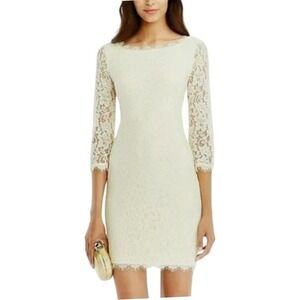 Diane von Furstenberg Zarita Lace Dress Ivory Cream Mini Sz 14 Party Bridal